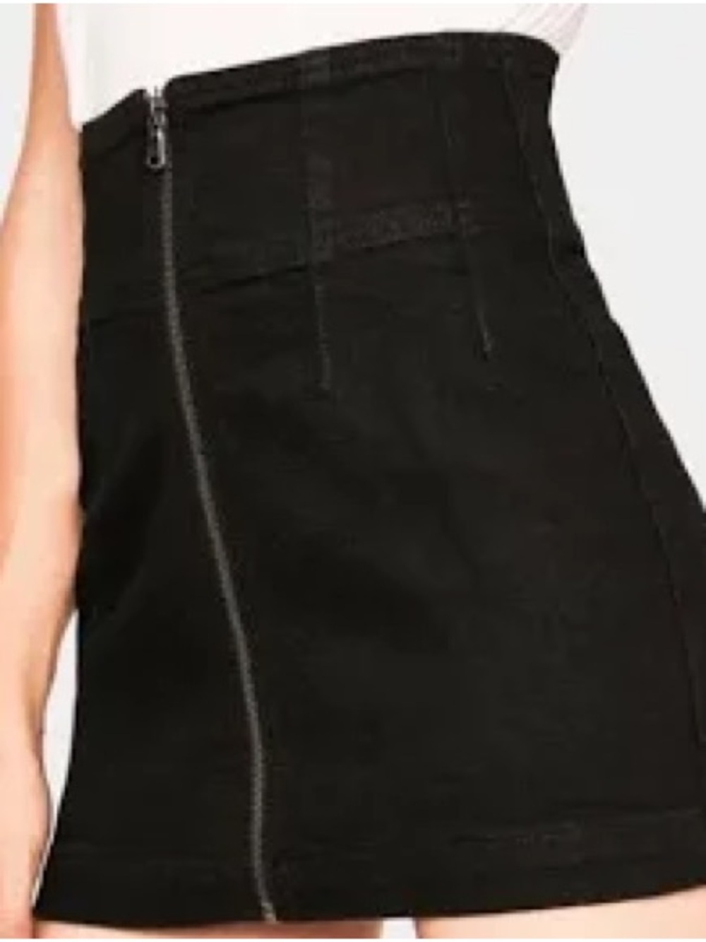 We The Free Black Mini Skirt with Front Zip